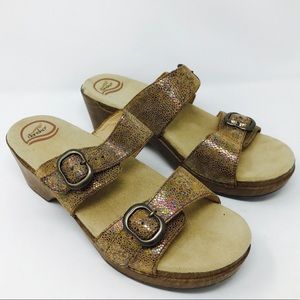 Dansko Sophie Gold Metallic Sandals Carnivalle 42 US 11.5 Comfort Shoes Slip On